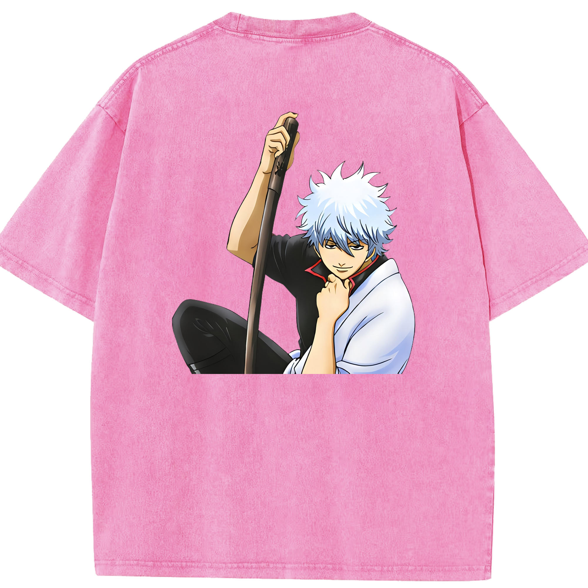 （画像用） ぎんたま 坂田銀時（さかたぎんとき） 神楽 志村新八（しむら しんぱち） GINTAMA Sakata Gintoki Kagura Shimura Shinpachi 綿100% ヴィンテージ風 半袖Tシャツ（背面プリント）